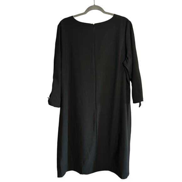CECE NWT $129 Black 3/4 Sleeve Round Neck Casual Shift Dress Size 16W - Picture 4 of 8